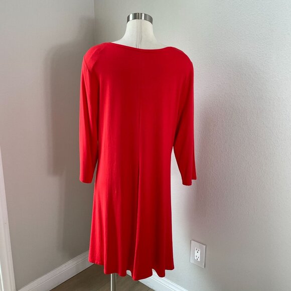 NEW Chicos Womens Large Lace Trim Tunic Top In Runaway Red Stretch Shirt - Picture 8 of 12